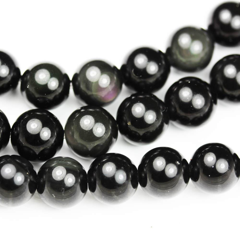 Natural Gemstone Beads for Beads & Bead assortments Energy Healing Crystals Jewelry Chakra Crystal Jewerly Beading Supplies Rainbow Obsidian 10mm 15.5inch About 36-40 Beads