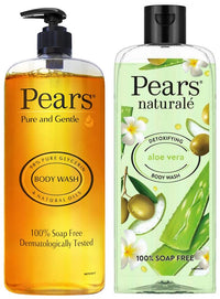 Pears Pure & Gentle Shower Gel SuperSaver XL Pump Bottle, 750 ml & Pears Naturale Detoxifying Aloevera Bodywash, 250 ml
