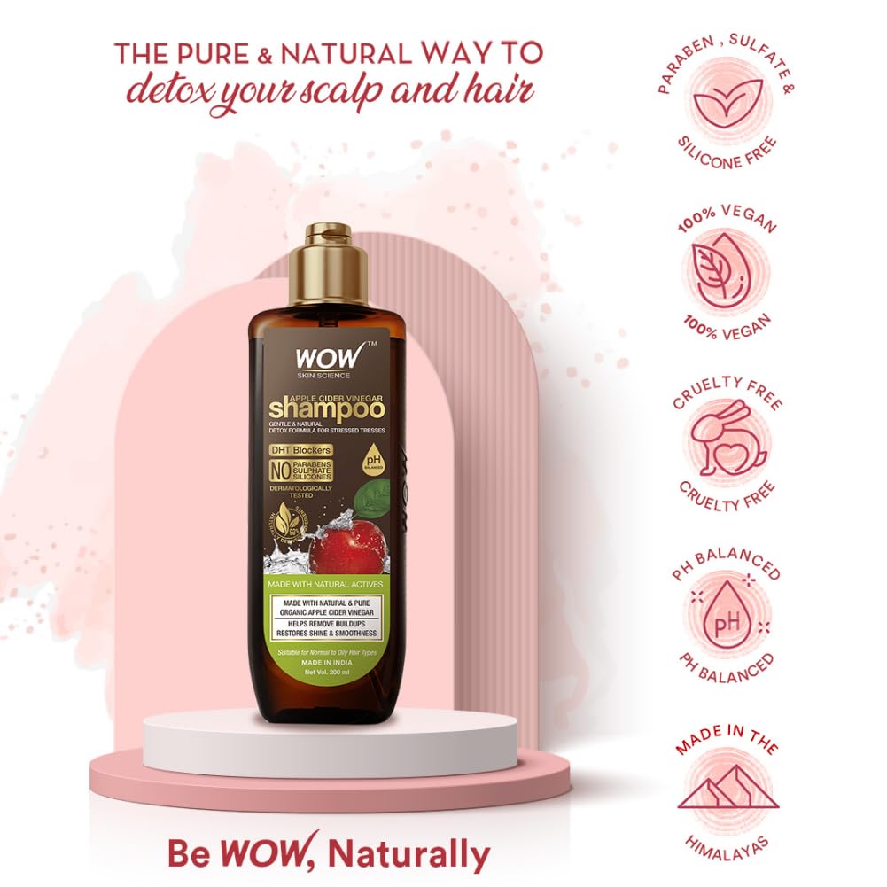 WOW Apple Cider Vinegar No Parabens & Sulphate Shampoo, 200mL