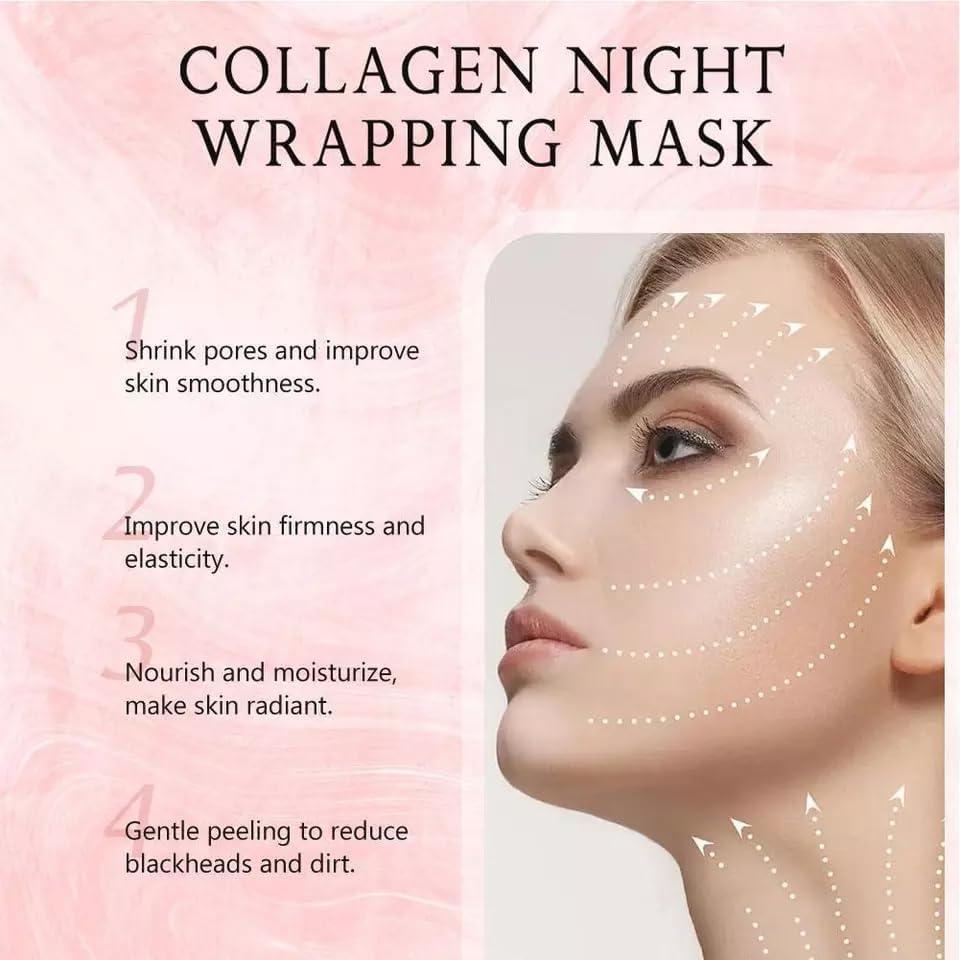 Bio-Collagen Overnight Face Mask | Hydrogel Mask for Deep Hydration, Pigmentation, Anti-Aging & Pore Minimizing | Hyaluronic Acid, Niacinamide, Vitamin E & Centella (TUBE 1)