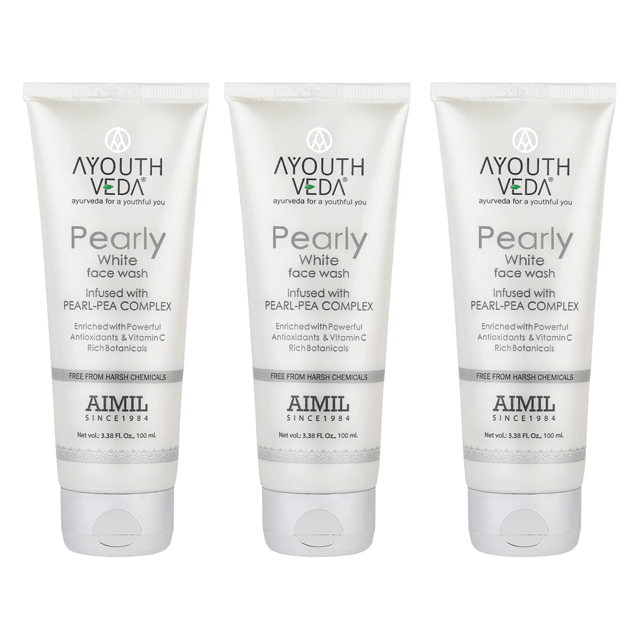Ayouthveda Pearly White Face Wash for Glowing & Radiant Skin| Enriched With Anti-oxidants & Vitamin C| Suitable For Normal & Oily Skin| Men & Women Daily face wash(Pack Of 3-100ml each)