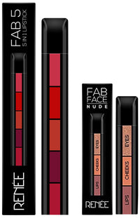 RENEE FAB 5 Matte Finish 5 in 1 Lipstick 7.5G & RENEE Fab Face Nude - 3 in 1 Makeup Stick With Eye Shadow, Blush & Lipstick, Enriched With Vitamin E 4.5g