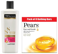 Pears Pure And Gentle Bathing Bar, 125g (Pack Of 8) & TRESemme Smooth and Shine Conditioner, 190ml