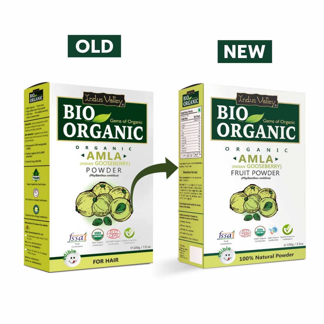 INDUS VALLEY 100% Organic Amla Powder | Indian Gooseberry Powder | Phyllanthus emblica | Natural and Fresh For Healthy Hair (100g*2=200g)