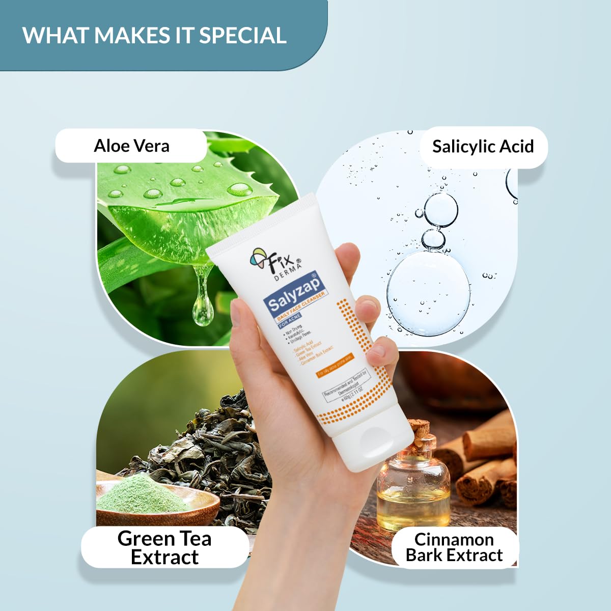 Fixderma 2% Salicylic Acid Face Wash for Oily Skin | Sulphate Free | Face Cleanser for Acne or Pimples | Acne Clearing Face Wash for Men & Women - 60 ML