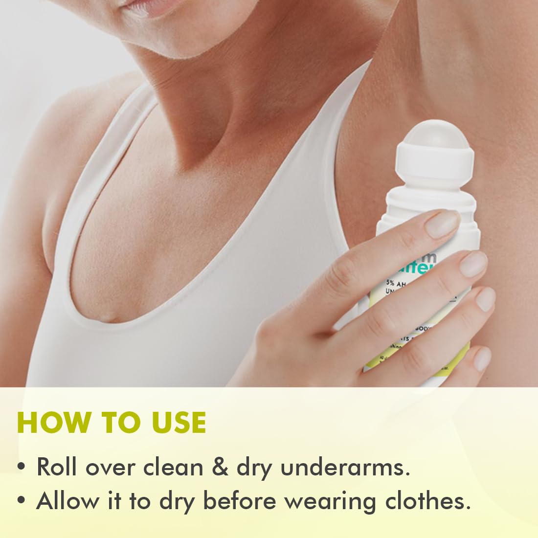 mCaffeine 5% AHA Underarm Roll On with Green Tea, 5% Lactic Acid & Mandelic Acid| 48H Odour Control | Prevents Darkness & Pigmentation, Kills Bacteria, Alcohol & Aluminum Free for Men and Women - 50ml