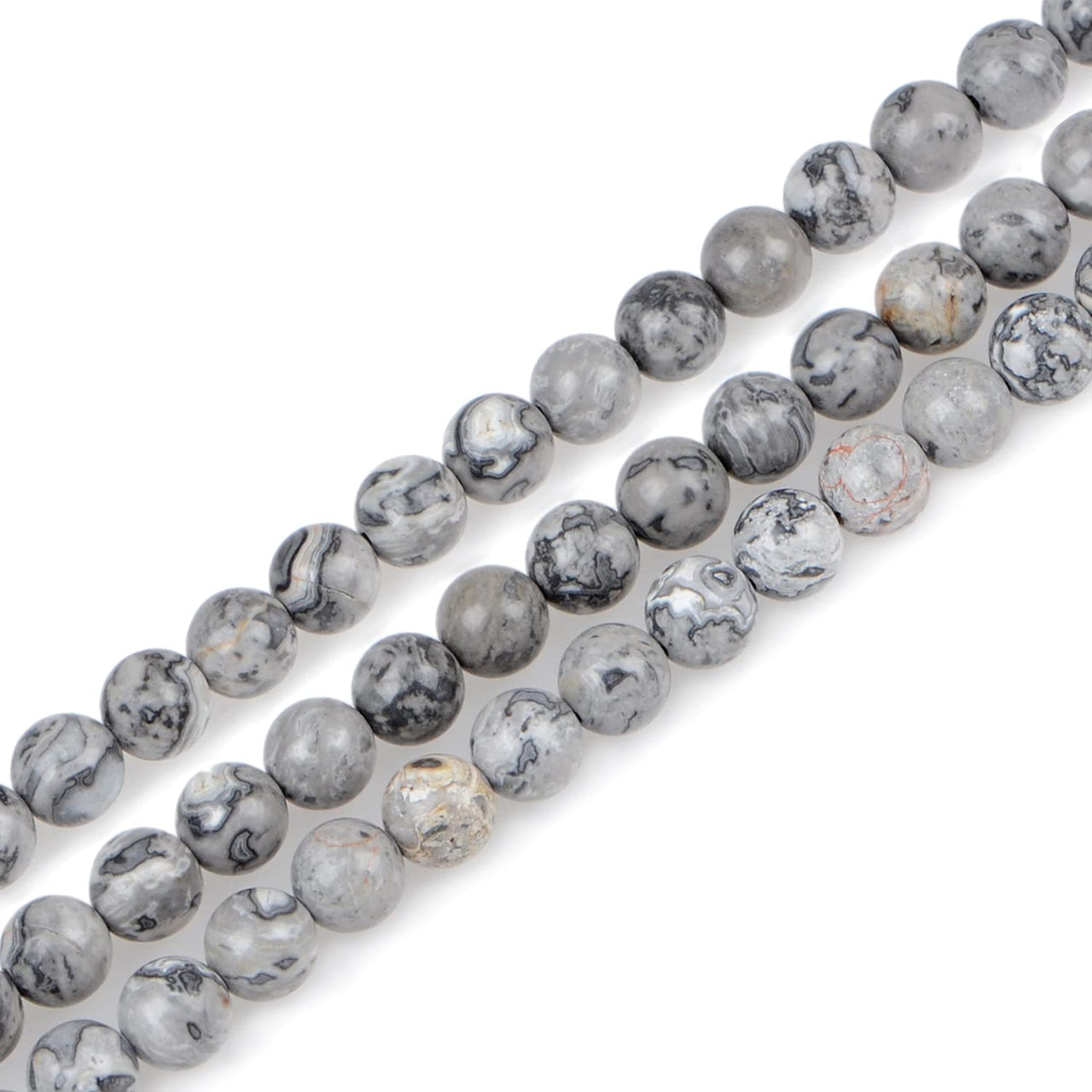 Bymitel 210pcs Natural Crystal Beads Stone Gemstone Round Energy Healing Loose Beads with Stretch Cord for Jewelry Making Bracelets Anklets (Map Jasper, 6mm 210pcs) Map Jasper