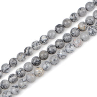 Bymitel 210pcs Natural Crystal Beads Stone Gemstone Round Energy Healing Loose Beads with Stretch Cord for Jewelry Making Bracelets Anklets (Map Jasper, 6mm 210pcs) Map Jasper