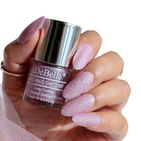 DeBelle Gel Nail Polish Ophelia (Lavender with Holo Glitter Sugar Finish Nail Paint)|Non UV - Gel Finish |Chip Resistant | Seaweed Enriched Formula| Long Lasting|Cruelty and Toxic Free| 8ml
