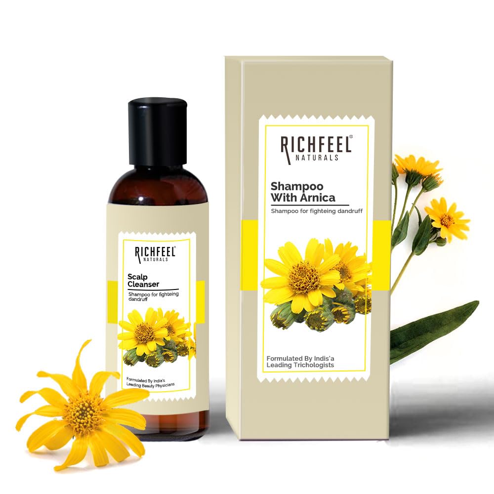 Richfeel Arnica Anti Dandruff Shampoo - Clears Dandruff Flakes, Relieves Excessive Oil, and Soothes Itching | 100 ml