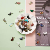 FASHEWELRY 50Pcs Crescent Moon Shaped Mixed Stone Pendants Healing Crystal Quartz Chakra Reiki Gemstone Charms for Necklace Jewelry Making Hole: 2x7mm 1-Mixed Color-Moon-Random