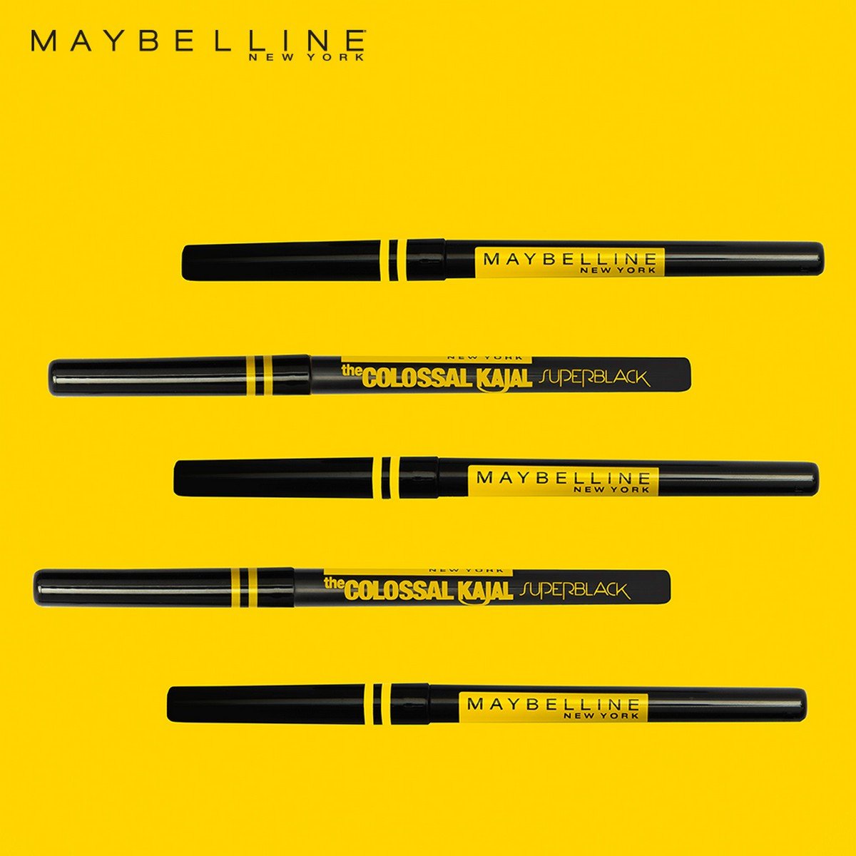Maybelline New York Kajal Pencil, Super Black, Intense Colour, Sharp Definition, Long-Lasting, Colossal Kajal, 0.35G, Matte Finish (Pack of 2)