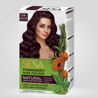 SESA Burgundy Hair Colour For Women and Men Long Lasting for Natural Shiny Smooth Hair with Rosemary, Calendula and Heena, 100% Grey Coverage - Burgundy