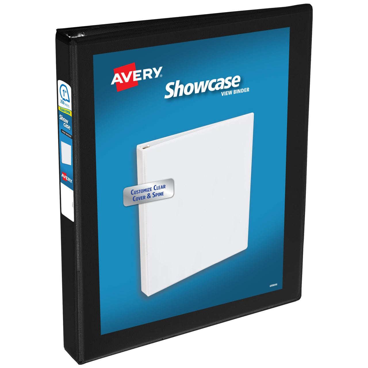 Avery Economy Showcase View 3 Ring Binder, 1 Inch Slant Rings, 1 Black Binder (19600) 1"