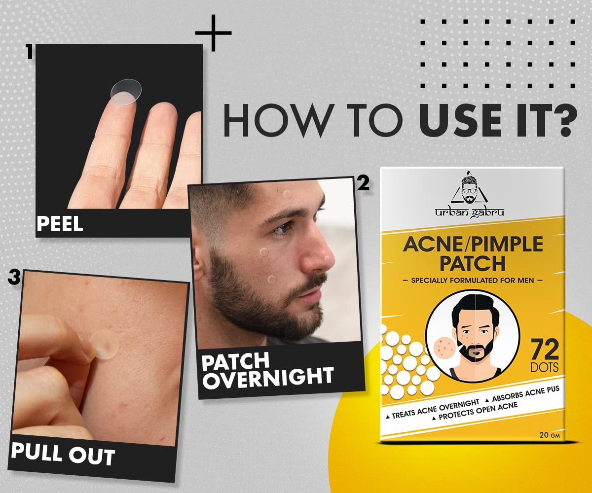 UrbanGabru Acne Pimple Patch - 72 Invisible Facial Stickers | Active Acne Absorbing Patch | Reduces Pimple Overnight | Reduces Excess Oil | For All Skin Types