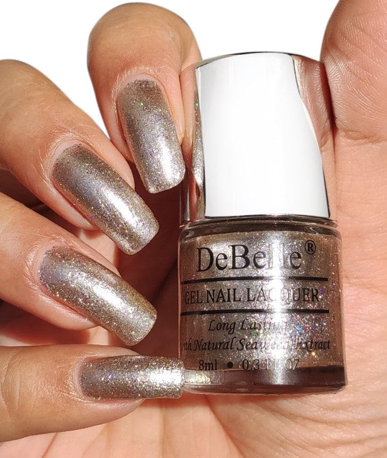 DeBelle Gel Nail Polish Sparkling Dust (Glitter Nail Paint)|Non UV - Gel Finish |Chip Resistant | Seaweed Enriched Formula| Long Lasting|Cruelty and Toxic Free| 8ml