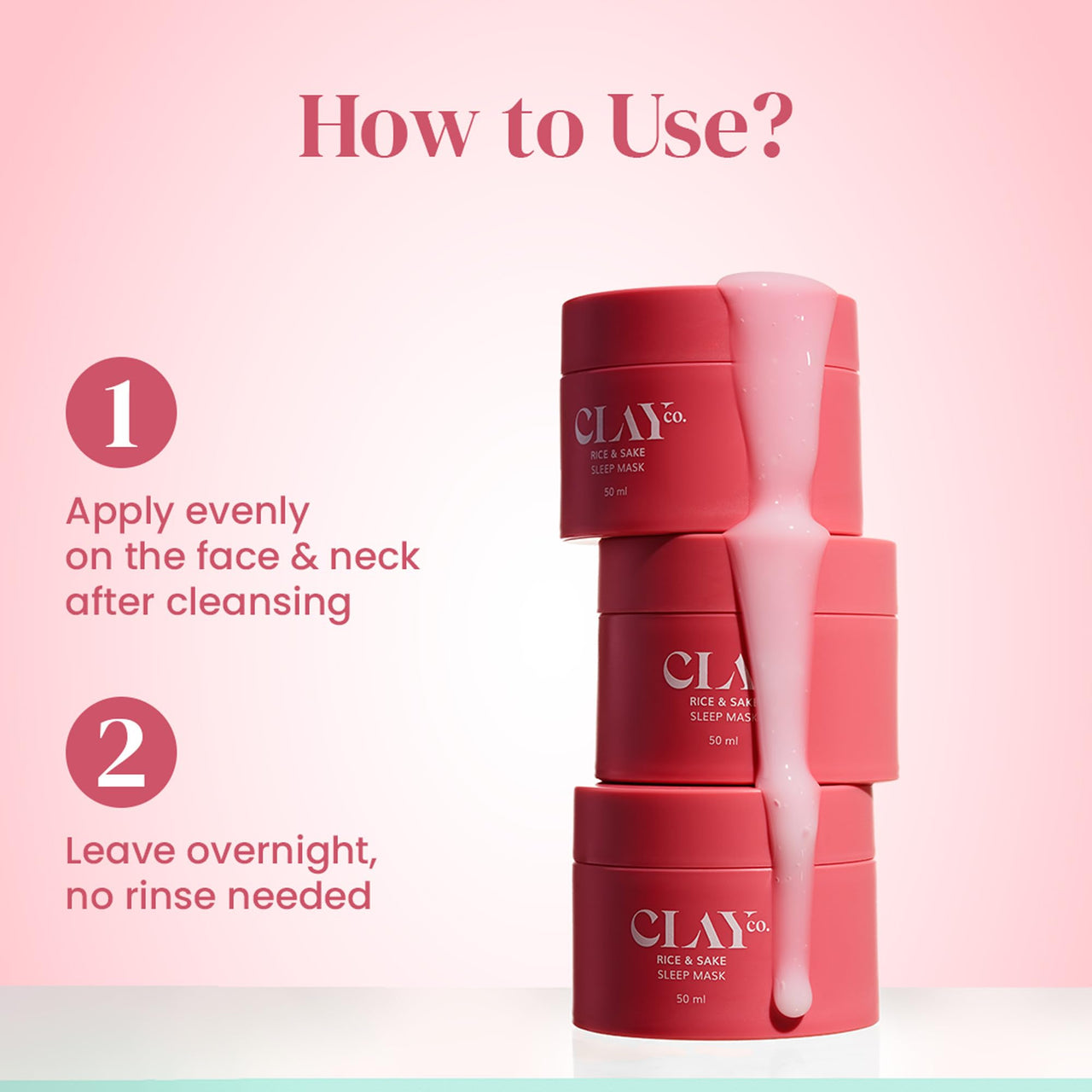 Clayco Hydrating Rice & Sake Sleep Mask 50 ML | Clay Face Mask for Glowing Skin | Japanese Skincare Collagen Mask | Sulfate-Free Vegan Night Cream For Women | Best Skin Care Product For Glass Skin