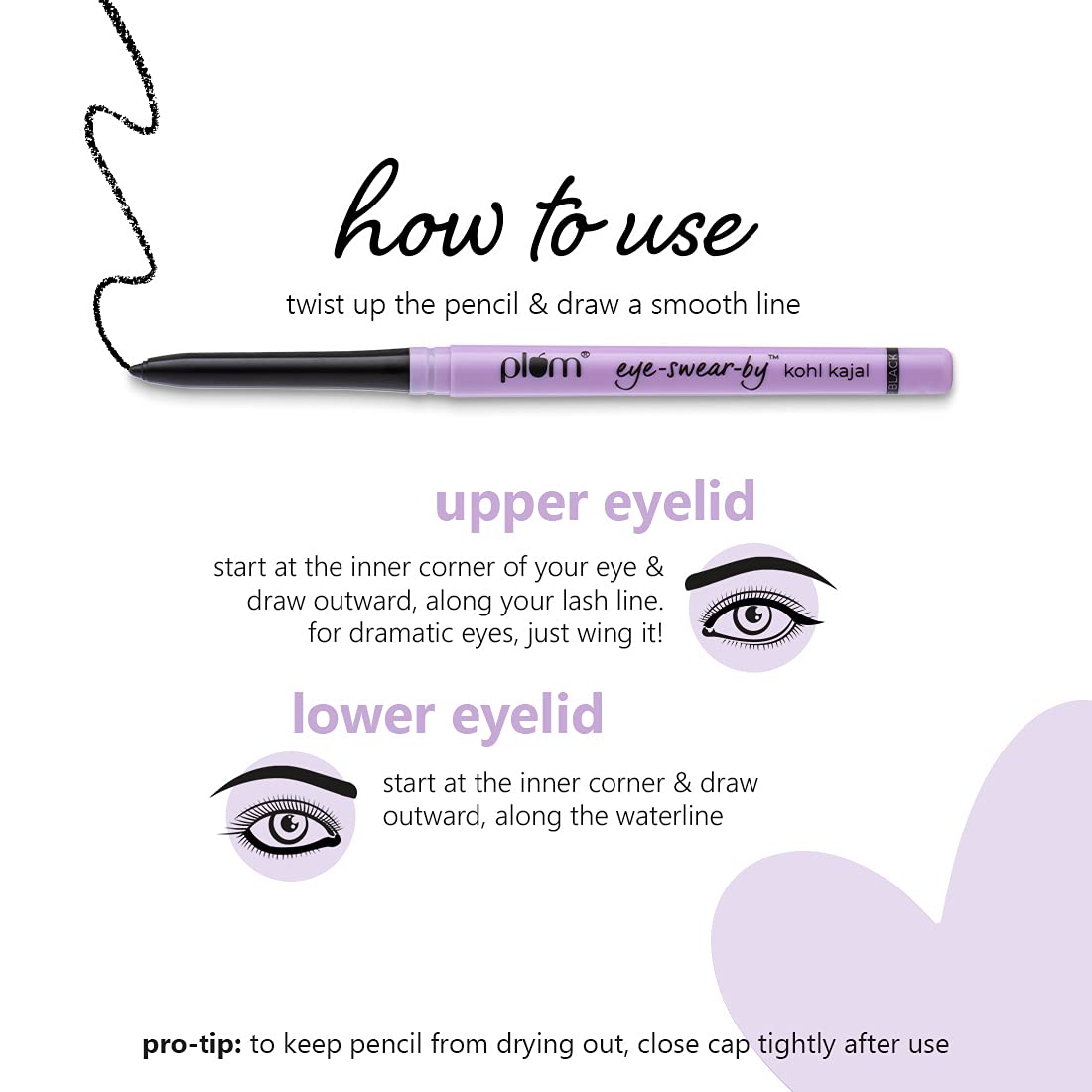 Plum Eye-Swear-By everyday wear kajal black waterproof | Creamy smooth formula | Smudge-proof | Twist up pencil | Creamy smooth glide | Long lasting eye makeup | With Vit E (Pack of 4)