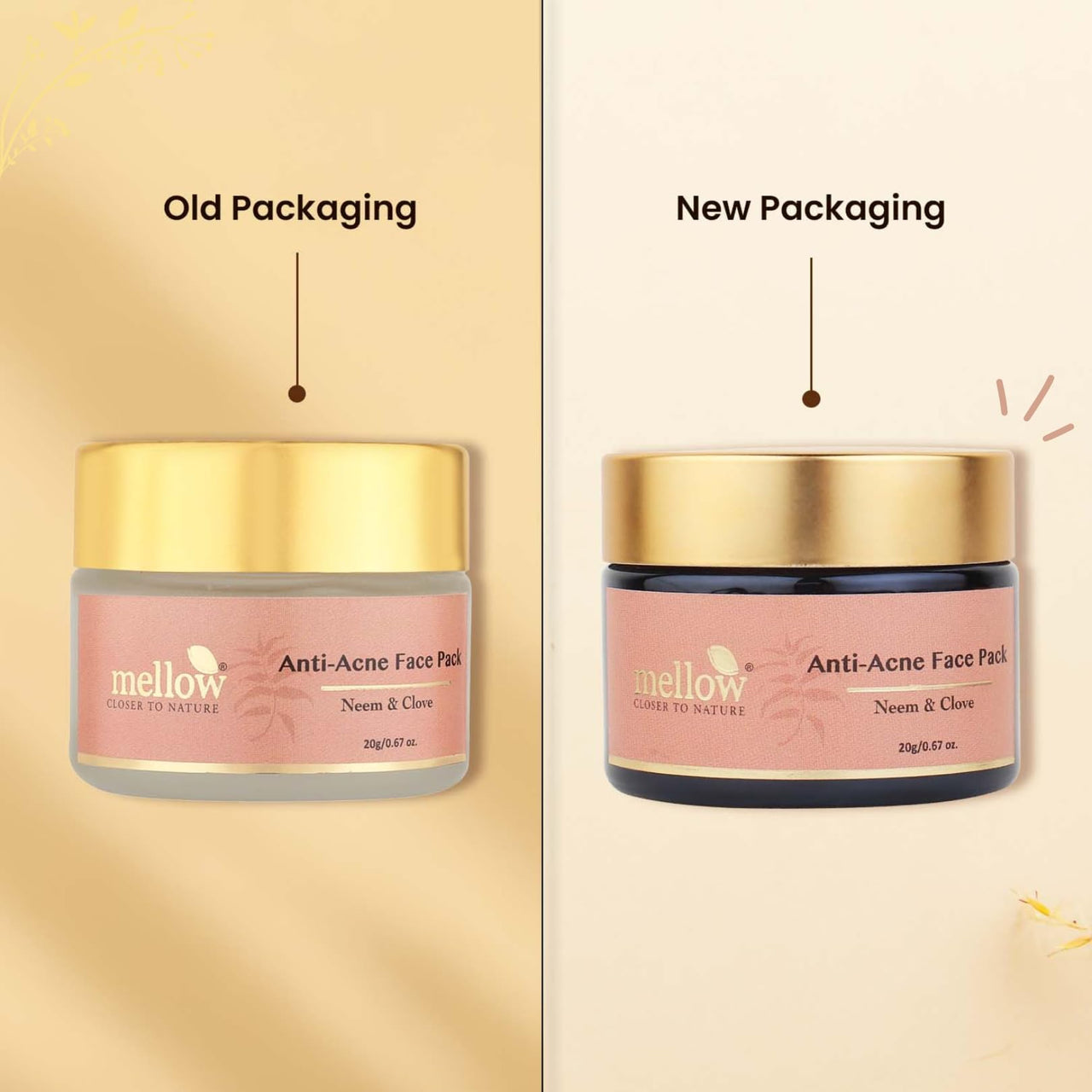 Mellow Herbal Anti Acne Face Pack | Ayurvedic Neem, Clove & Multani Mitti | Controls Oil, Reduces Pimples & Acne Scars | Deep Cleansing & Detoxifying | Natural & Chemical-Free | 20gm