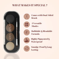 Lakyou Beauty Eyebrow Cake(Enhancer) | Comes With 4 Natural Shades And A Dual Side Brush one side angel and A Spoolie | Wterproof | 16g
