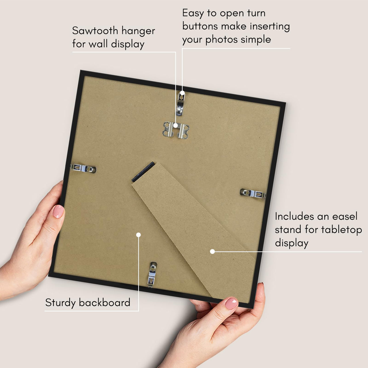 Americanflat 11x11 Picture Frame in Black - Use as 8x8 Picture Frame with Mat or 11x11 Frame Without Mat - Thin Border Photo Frame with Shatter-Resistant Glass - Square Picture Frame for Wall Display