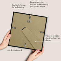 Americanflat 11x11 Picture Frame in Black - Use as 8x8 Picture Frame with Mat or 11x11 Frame Without Mat - Thin Border Photo Frame with Shatter-Resistant Glass - Square Picture Frame for Wall Display