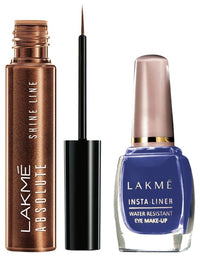 Lakmé Insta Shimmery Eye Liner, Blue, 9 Ml And Lakmé Absolute Shine Line Eye Liner, Shimmer Bronze Gel, 4.5Ml