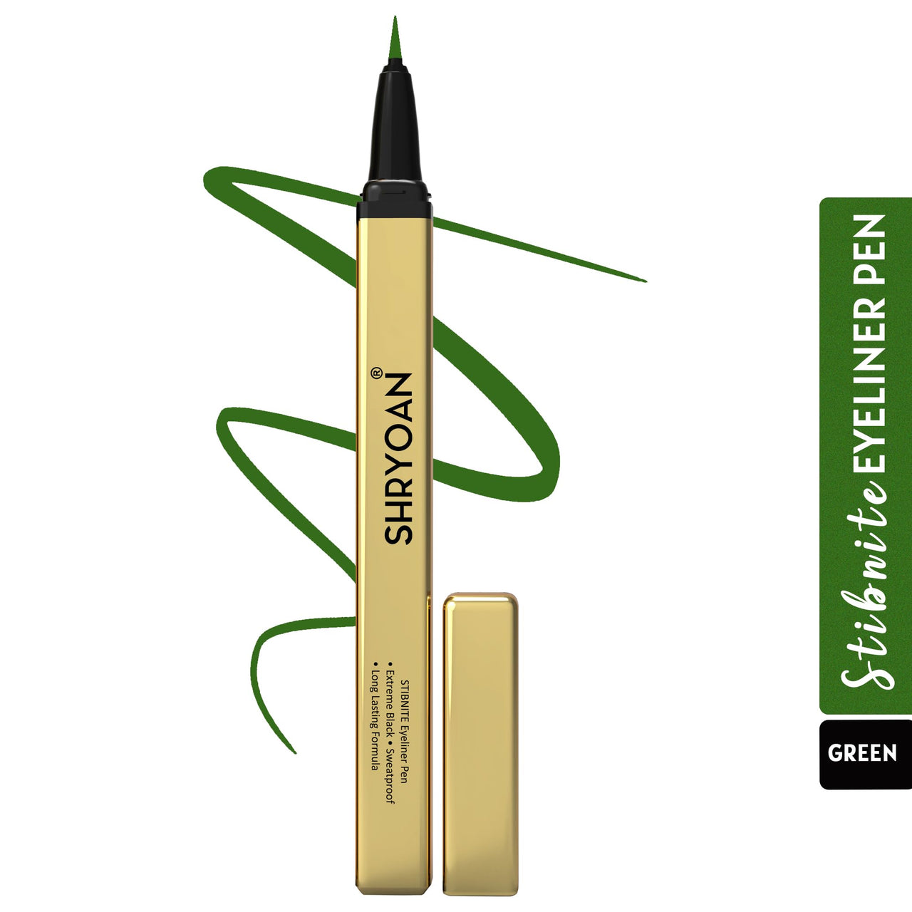 Shryoan Stibnite Eyeliner Pen| Intense Eyeliner | Matte Eyeliner | Lasts Long up to 24 hours | Tear, Sweat & Smudge Proof | (1.2g) | Color- Green