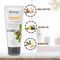 Raaga Professional Moisturizing Facewash, with Shea Butter, Jojoba and Almond Oil, 80ml, Gently Cleanses Skin, Removes dirt and impurities, for Normal to Dry Skin