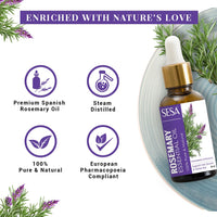 Sesa Rosemary Essential Oil For Hair Growth Nourishes Skin Hair Fall Control Oil For Women and Men 100% Pure & Natural Rosemary Oil, 30 ml
