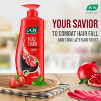 Joy Hair Fruits Hairfall Defense Conditioning Shampoo Enriched with Pomegranate & Strawberry, 650 ml