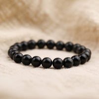 Crystal Vibe 8mm Black Obsidian Bracelet - Elastic Adjustable Crystal Bracelet for Spiritual Healing, Positive Energy – Black Bead Bracelet for men women