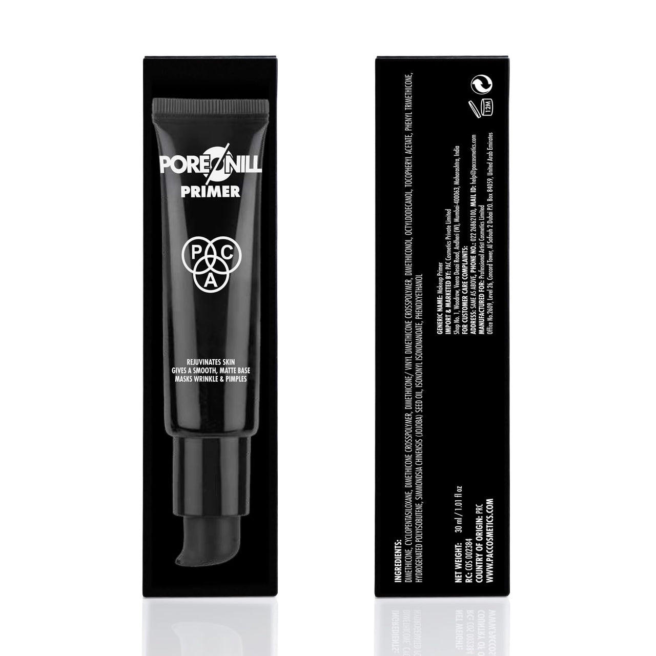 PAC Pore-O-Nill Primer for Face Makeup | Matte-base | Non-greasy and Water-resistant Hydrating Face Primer for All Skin | Masks Wrinkles & Pimples | Gives Smooth, Shiny & Glowing Skin | 30 ml