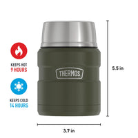 THERMOS Stainless King Vacuum-Insulated Food Jar with Spoon, 16 Ounce, Army Green