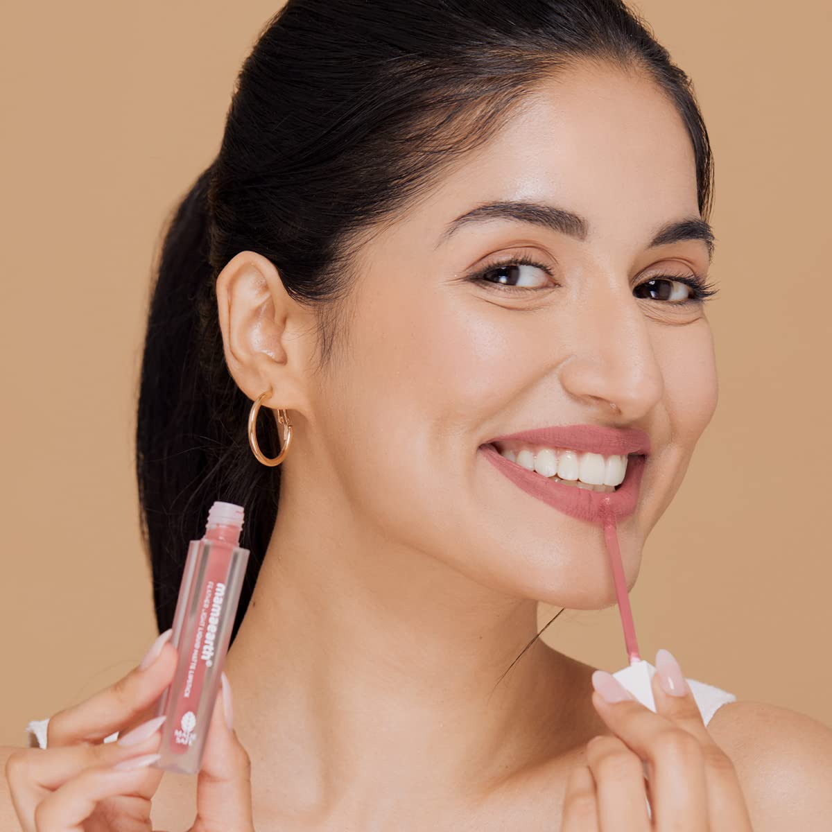 Mamaearth Feather Light Liquid Matte Lipstick with Coconut & Vitamin E for 16-Hour Long Stay (Weightless & Non-Drying) - 01 Nude Rose - 3.5 ml