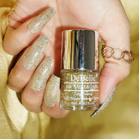 DeBelle Gel Nail Polish Galaxia (Transparent With Different Size Holo Glitter Nail Paint)|Non UV - Gel Finish |Chip Resistant | Seaweed Enriched Formula| Long Lasting|Cruelty and Toxic Free| 8ml