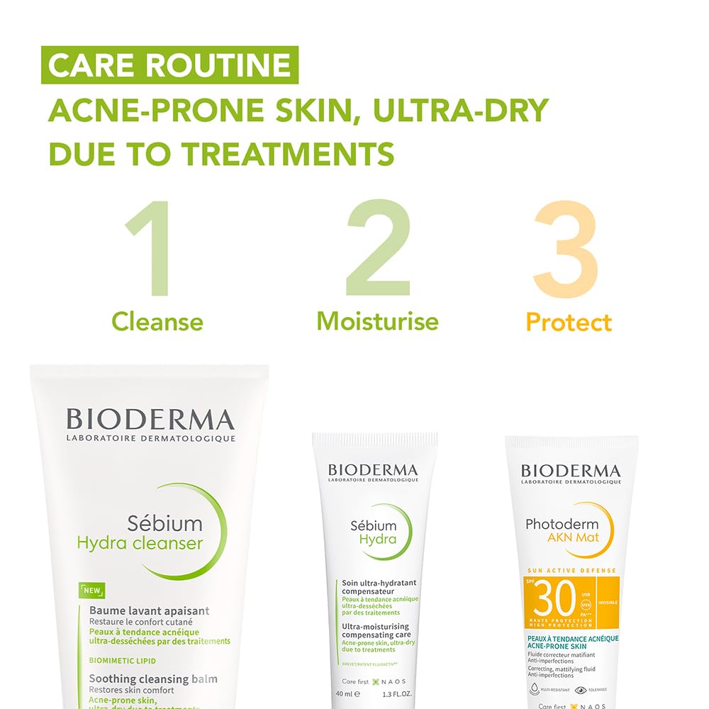 Bioderma Sebium Hydra Cleanser with Glycerin | Friction-Less Cleansing | 24H Comfort and Hydration | Acne Prone Sensitive Skin, 200 ml