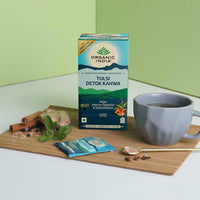 A TATA Product - Organic India Tulsi Detox Kahwa - 25 Tea Bags, Helps Improve Digestion & Detoxification, Rich in Antioxidants, Made with Tulsi, Ginger, Clove, and Green Tea