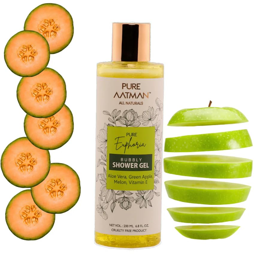 Pure Aatman Green Apple & Aloe vera Rejuvenating Body Wash For Women & Men,Deeply Nourishing Shower Gel, 200ml