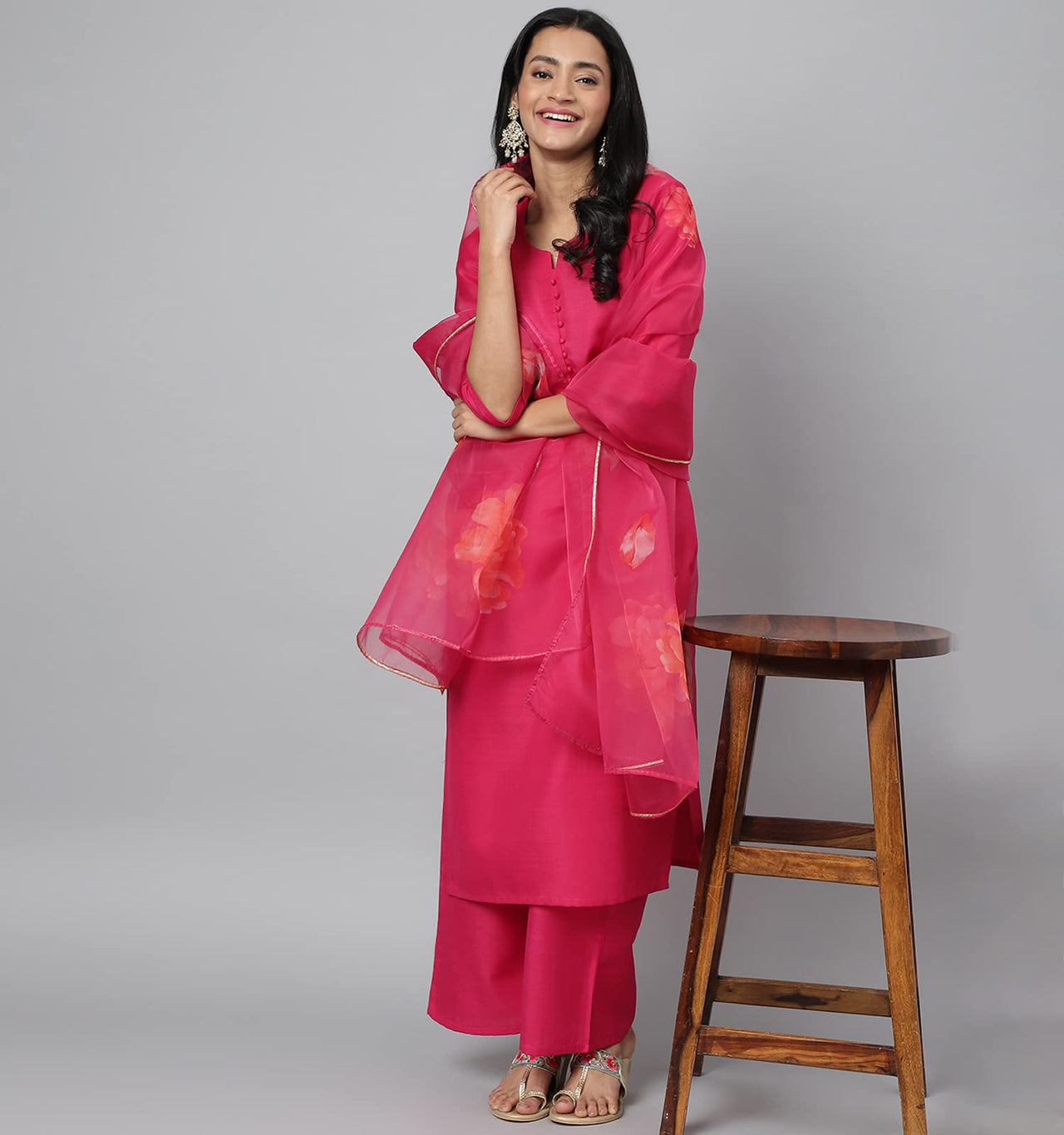 RATAN Straight Salwar Suit Kurta Palazzo Set with Printed Dupatta for Women