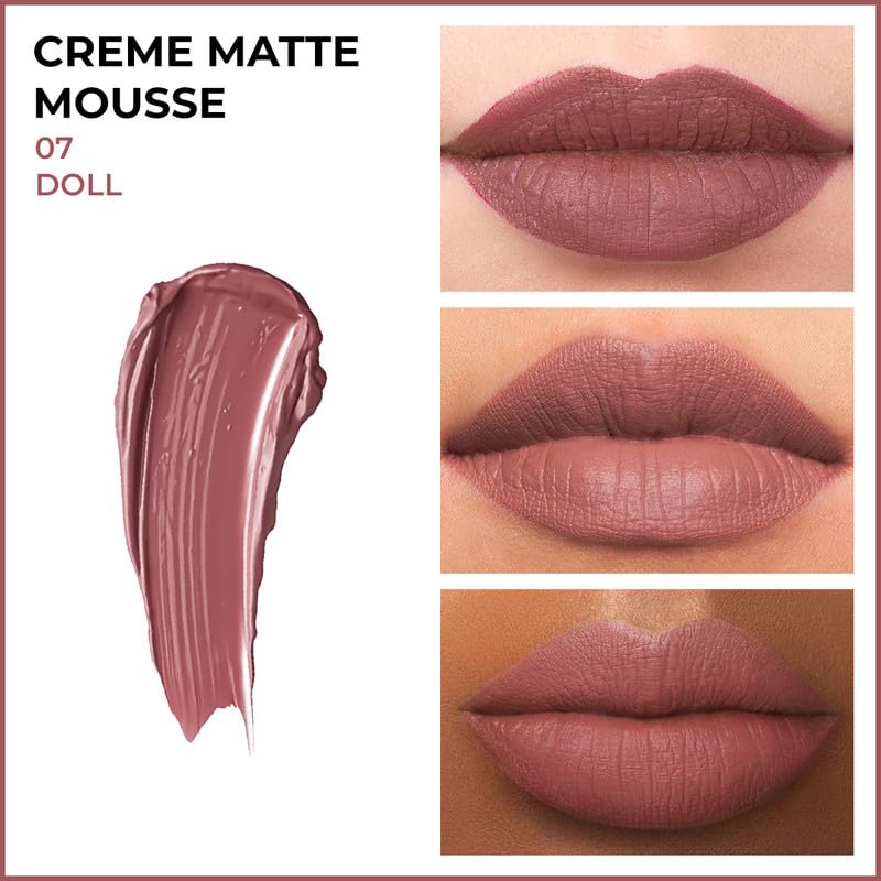 Insight Cosmetics Crème Matte Mousse|Creamy Mousse Lipstick | Lasts 12 Hours | Waterproof & Smudgeproof (DOLL)