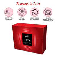 Iba Festa Beauty Essentials Makeup Kit for Women | 5 in 1 Makeup | Contains: Liquid Lipstick, Kajal, Primer, Foundation, Lip & Cheek Tint | Long Lasting Makeup Kit Combo With All Products Full Set For Girls