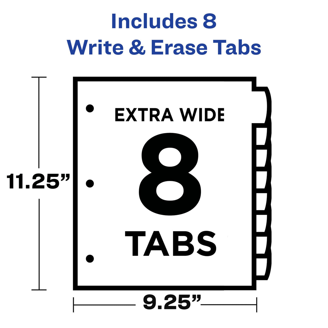 Avery Durable Plastic 8 Tab Write & Erase Dividers for 3 Ring Binders, Slash Pocket, Translucent White, Works with Sheet Protectors, 1 Set (16826) 1 pack