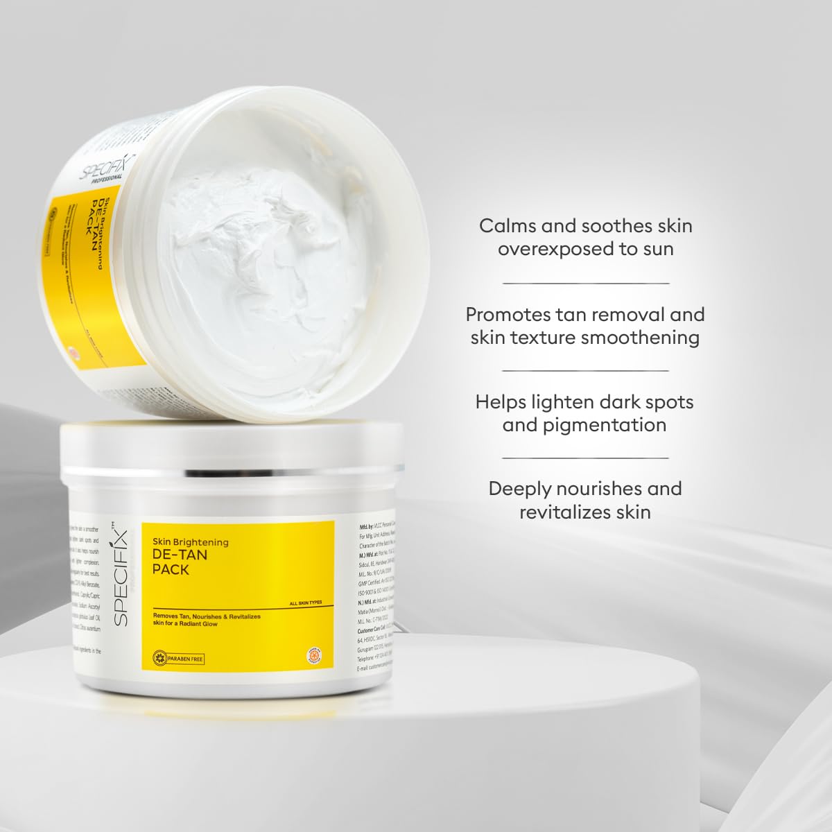 VLCC Specifix PROFESSIONAL Skin Brightening De-Tan Face Pack - 400g | With Glycolic Acid, Niacinamide, and Kojic Dipalmitate | Easy Tan Removal, Anti Pigmentation | For Dark Spots, and Dull Skin.