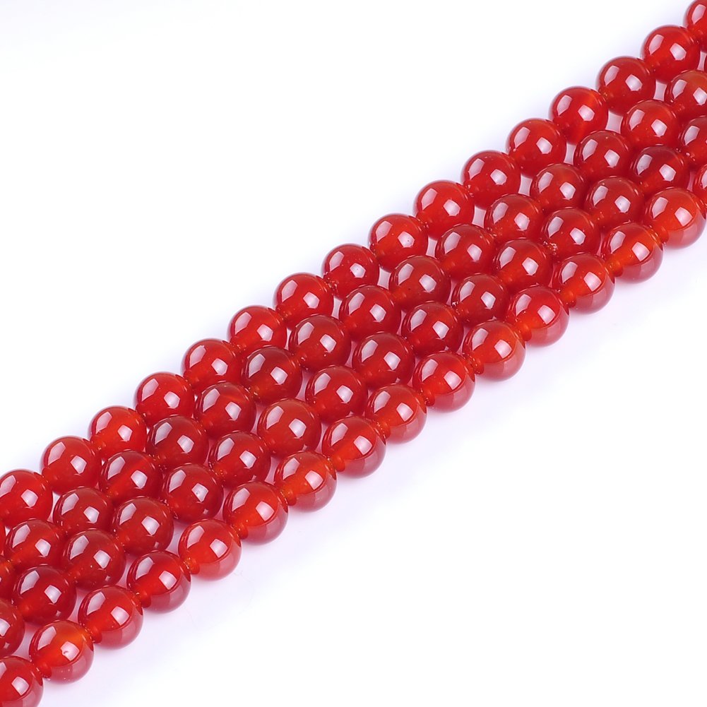 Natural Stone Beads 10mm Red Agate Gemstone Round Loose Beads Crystal Energy Stone Healing Power for Jewelry Making DIY,1 Strand 15"