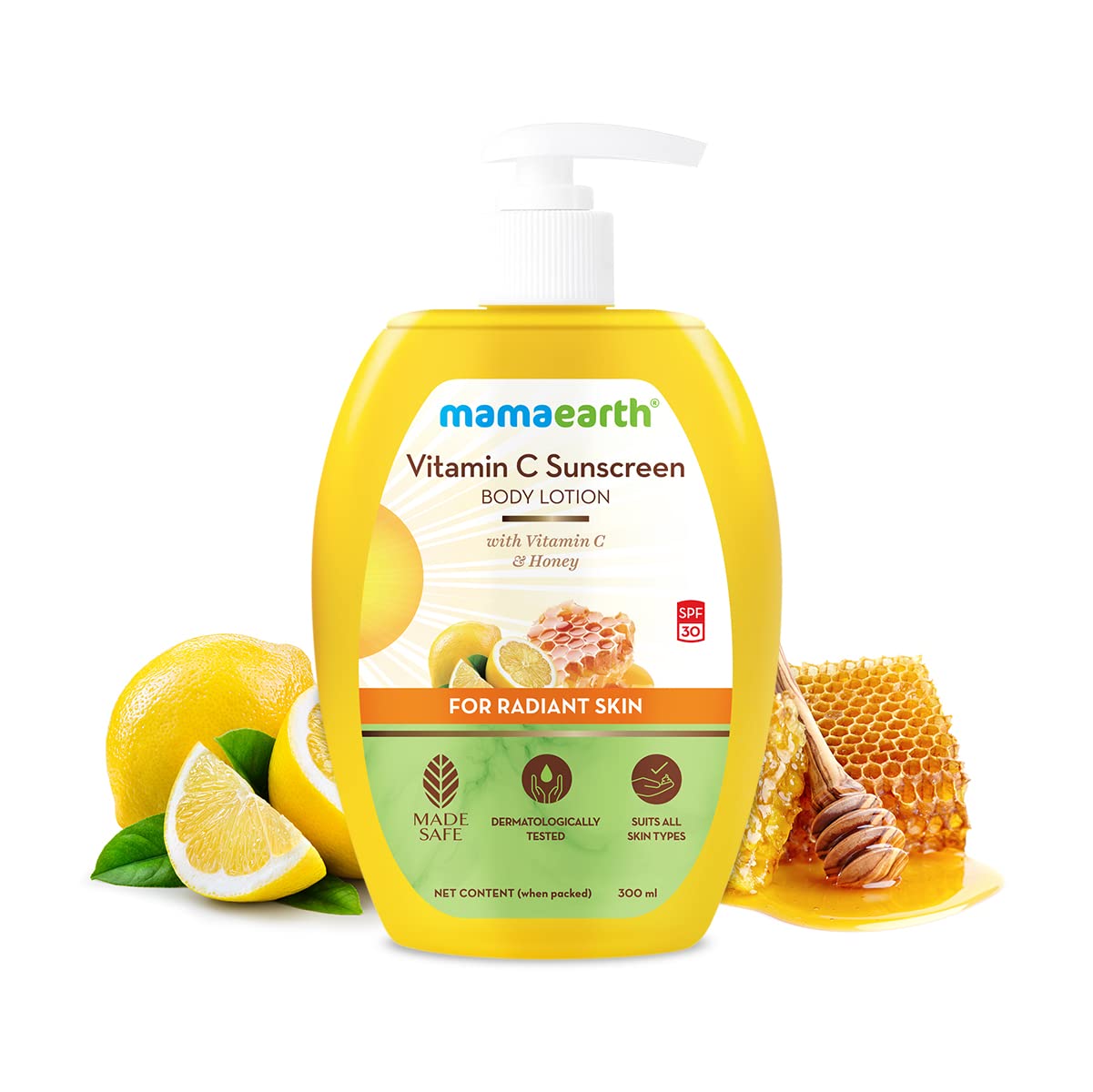 Mamaearth Vitamin C Sunscreen Body Lotion SPF 30 with Vitamin C & Honey for Radiant Skin -300 ml