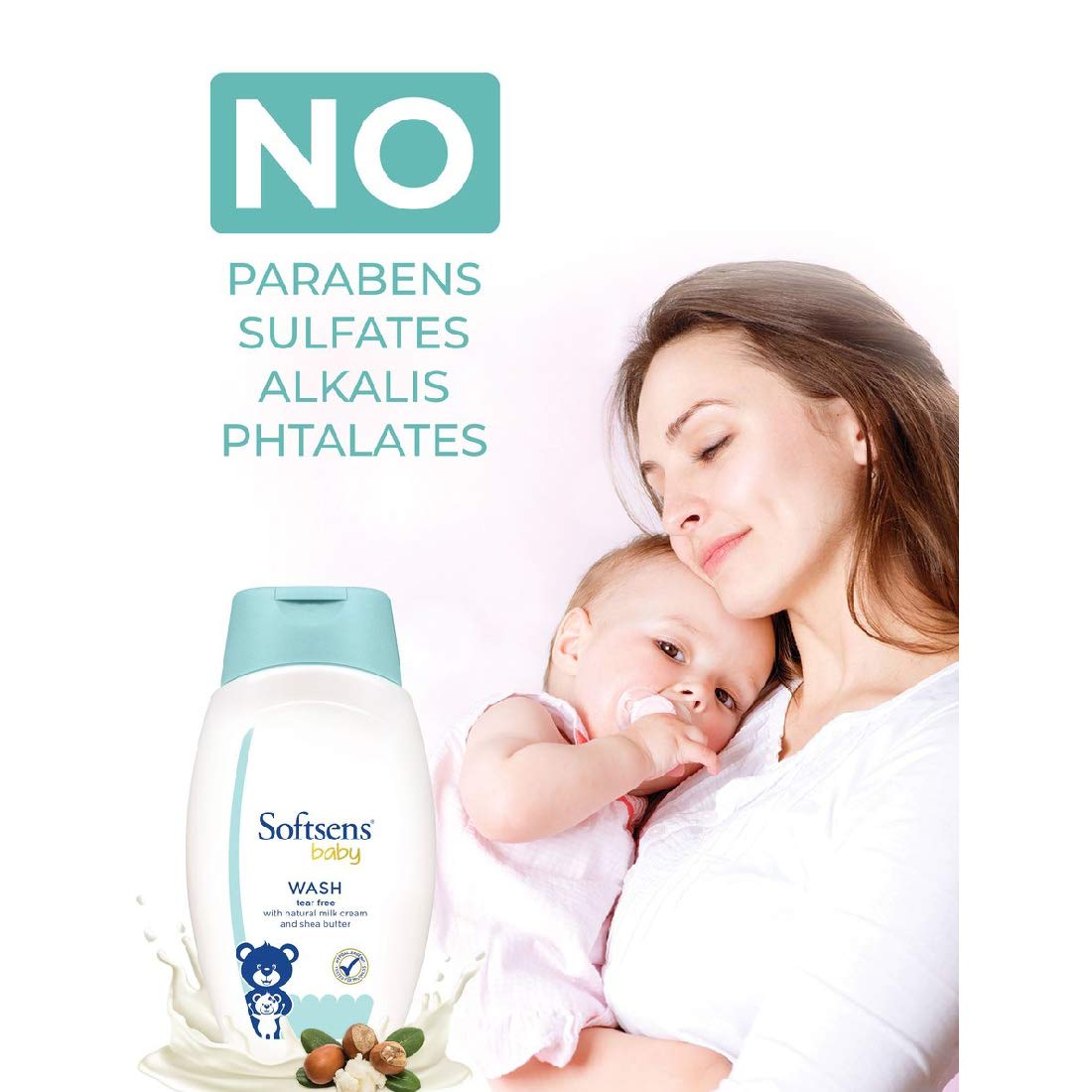 Sotftsens Baby TEAR FREE Baby Wash with natural milk cream & shea butter (200ml x Pack of 4)