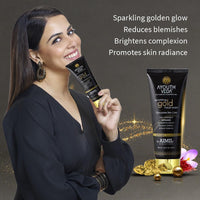 Ayouthveda Sparkling 24K Nano Elemental Gold Face Wash For Glowing Skin Men & Women | Enriched With 24K Gold & Kashmiri Saffron | For Normal & Dry Skin (Pack of 2;100ml each)