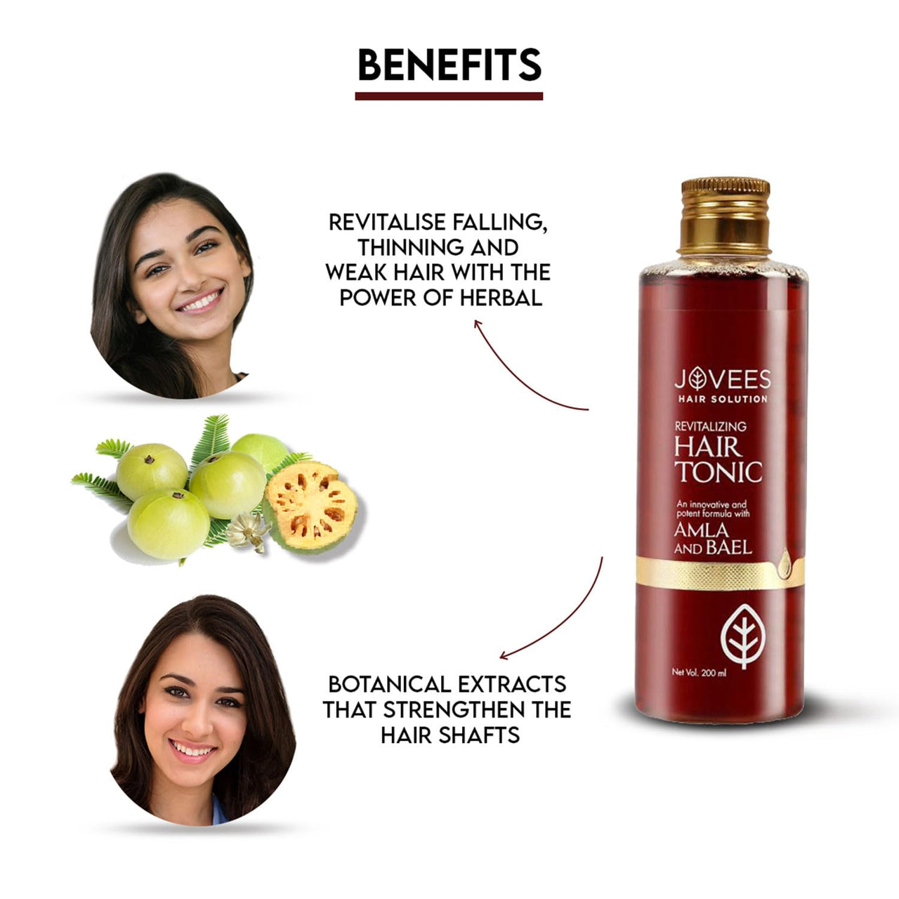 Jovees Herbal Revitalising Amla & Bael Hair Tonic | Gives Long, Strong & Thick Hair | For All Hair Types 200ml