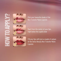 Swiss Beauty Non-Tranfer Matte Lipstick, Smooth & Waterproof, Naked, 2g